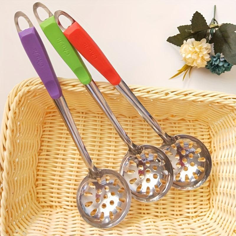 2pcs Long Handle Soup Spoon Stainless Steel Colander Spoon