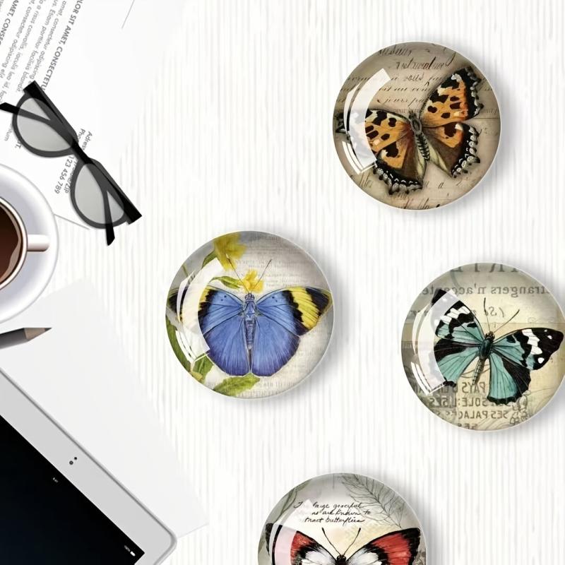 12pcs Glass Butterfly Fridge Magnets for Kitchen Office
