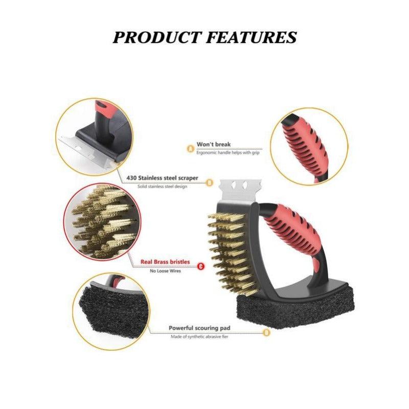 BBQ Cleaning Brush And Scraper 3 in 1 Barbecue Tool