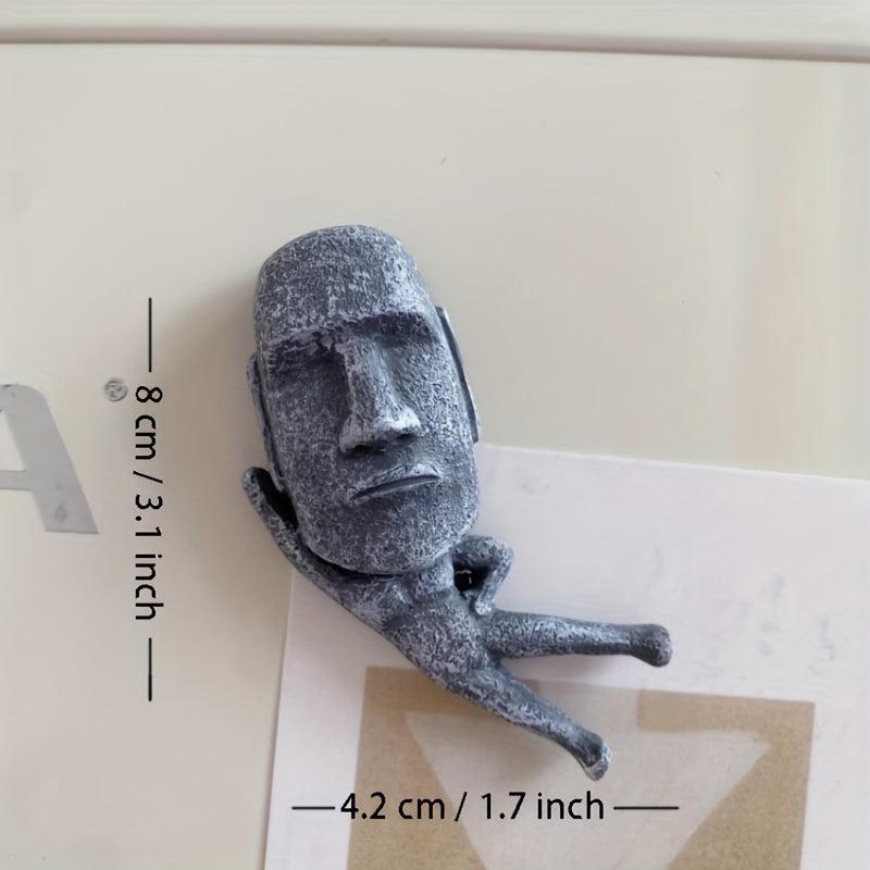 2pcs Moai Stone Statue Fridge Magnets Funny Decorative Magnets