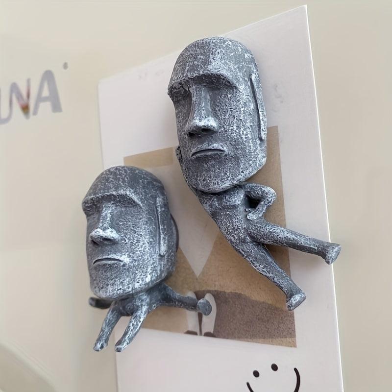 2pcs Moai Stone Statue Fridge Magnets Funny Decorative Magnets