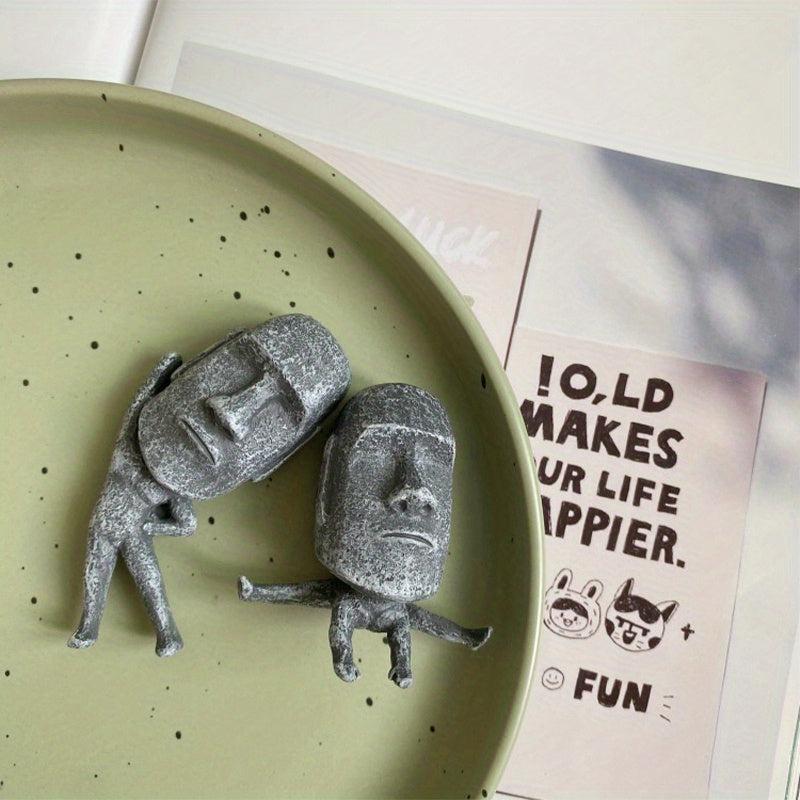 2pcs Moai Stone Statue Fridge Magnets Funny Decorative Magnets