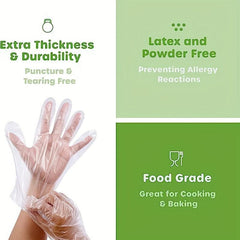50 Disposable Plastic Gloves for Food Prep and Service One Size Fits All