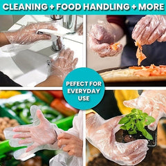 50 Disposable Plastic Gloves for Food Prep and Service One Size Fits All