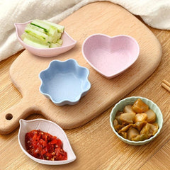 Set of 4 Wheat Straw Sauce Dishes - Cheese Steak Tomato Dipping Plates