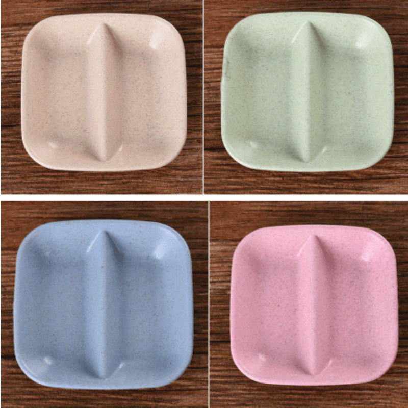 Set of 4 Wheat Straw Sauce Dishes - Cheese Steak Tomato Dipping Plates