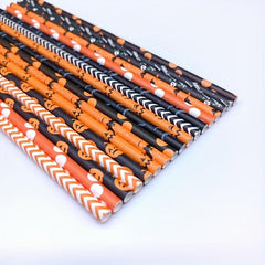 100pcs Halloween Party Straws Disposable Paper Straws for Camping