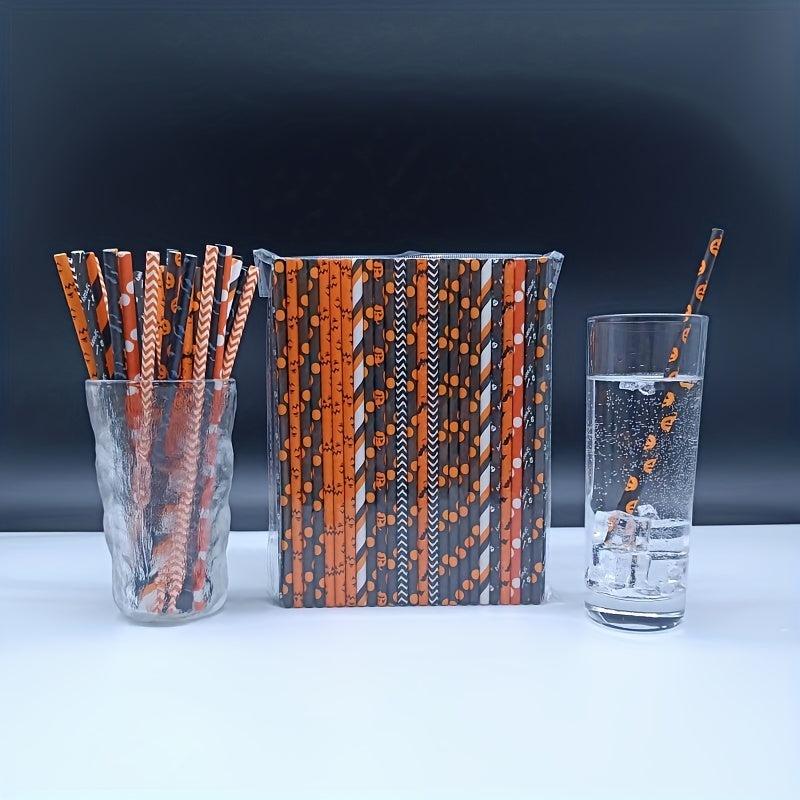 100pcs Halloween Party Straws Disposable Paper Straws for Camping