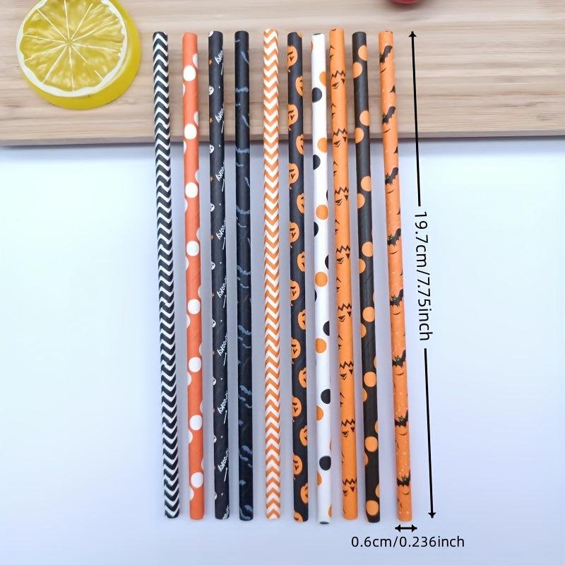 100pcs Halloween Party Straws Disposable Paper Straws for Camping