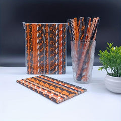 100pcs Halloween Party Straws Disposable Paper Straws for Camping