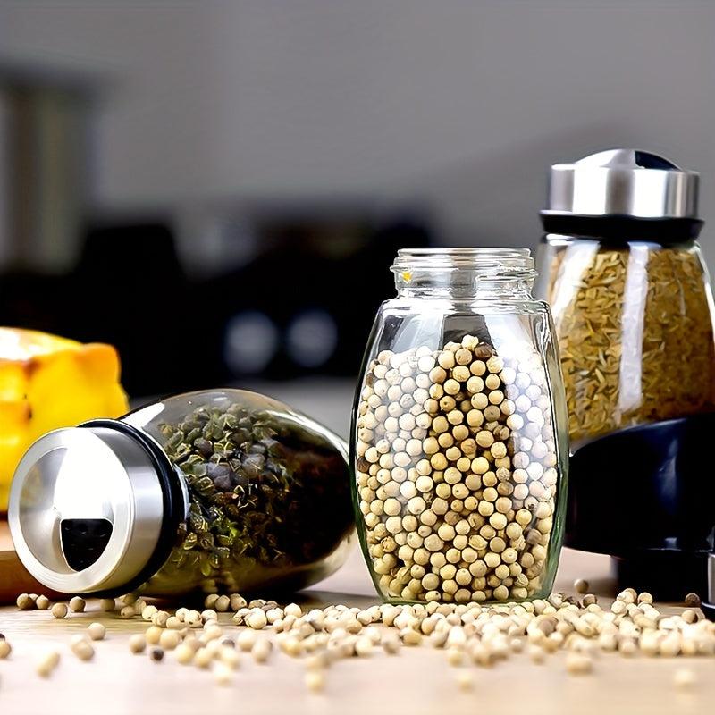 7pcs Kitchen Spice Shakers with Rotating Storage Base