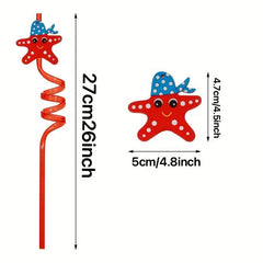 8pcs Plastic Ocean Animal Party Decorative Straws