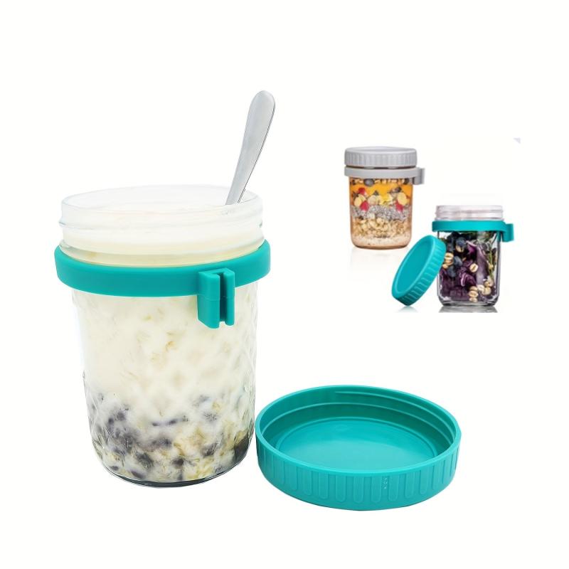Diamond Cup Mason Jar Oats Container with Spoon & Lid Kitchen Gadget