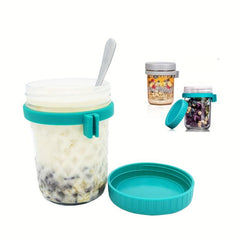 Diamond Cup Mason Jar Oats Container with Spoon & Lid Kitchen Gadget