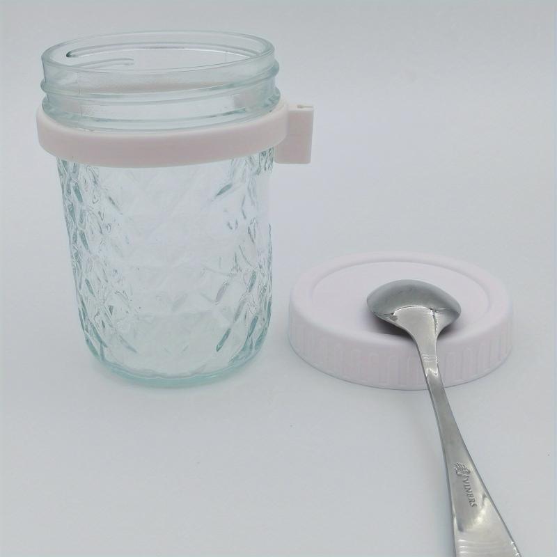 Diamond Cup Mason Jar Oats Container with Spoon & Lid Kitchen Gadget