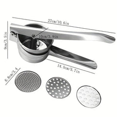 3in1 Potato Ricer Press Masher Stainless Steel Non Slip Handle Fruit Masher