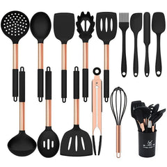 15pcs Rose Gold Silicone Kitchen Utensils Set Heat Resistant Cooking