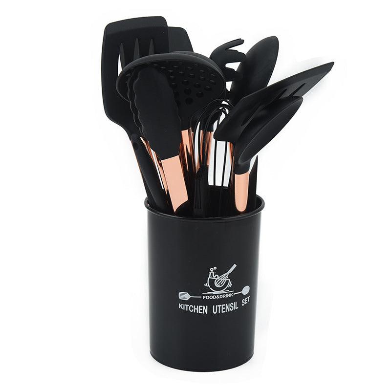 15pcs Rose Gold Silicone Kitchen Utensils Set Heat Resistant Cooking