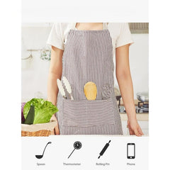 Polyester Apron Unisex Adjustable Cooking Apron 2 Pockets Solid Apron