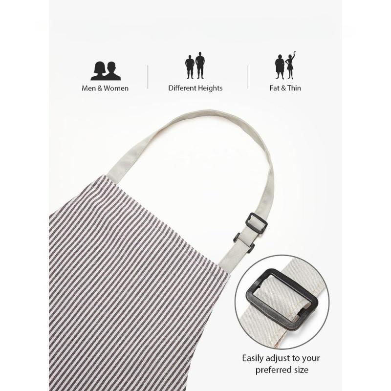 Polyester Apron Unisex Adjustable Cooking Apron 2 Pockets Solid Apron