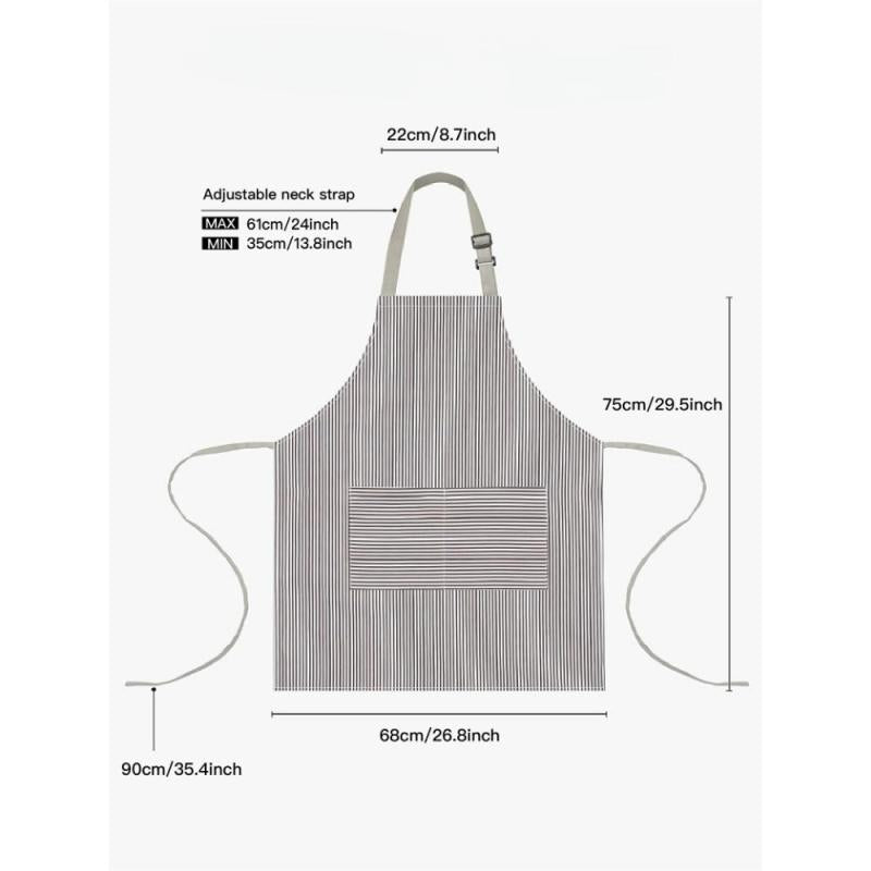 Polyester Apron Unisex Adjustable Cooking Apron 2 Pockets Solid Apron