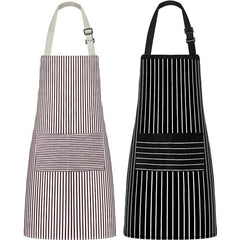 Polyester Apron Unisex Adjustable Cooking Apron 2 Pockets Solid Apron