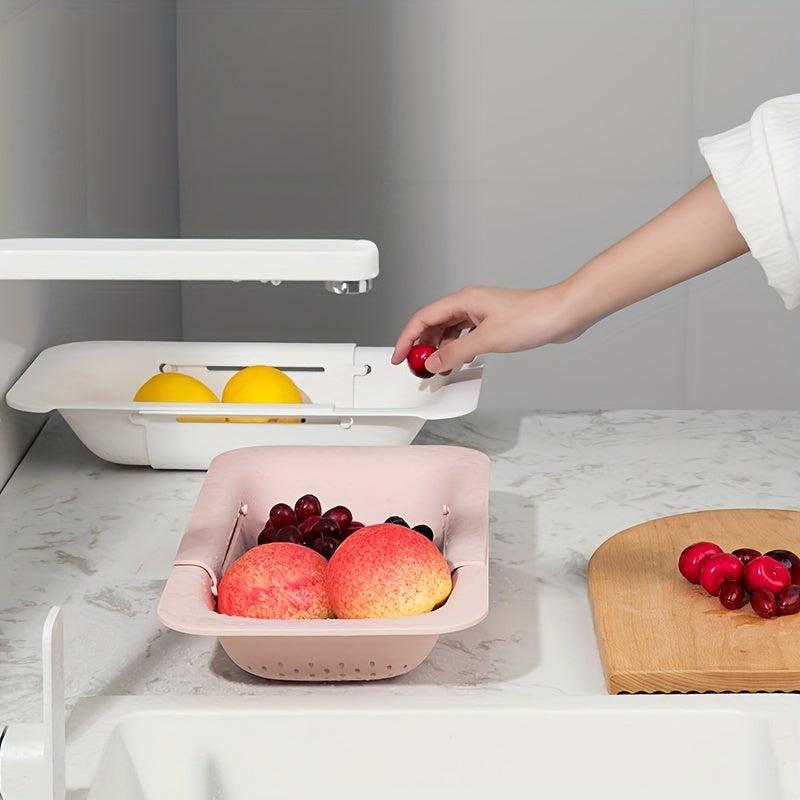 Adjustable Sink Rack Multifunctional Colander Plastic Drain Basket
