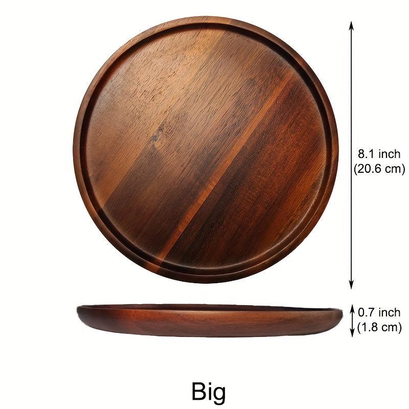 Wooden Fruit Tray Dessert Snack Plate Washable Food Coffee Tea Cup Cake Display