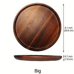 Wooden Fruit Tray Dessert Snack Plate Washable Food Coffee Tea Cup Cake Display