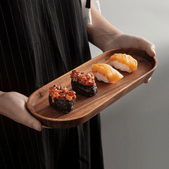 Wooden Fruit Tray Dessert Snack Plate Washable Food Coffee Tea Cup Cake Display