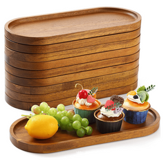 Wooden Fruit Tray Dessert Snack Plate Washable Food Coffee Tea Cup Cake Display