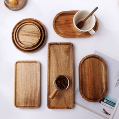 Wooden Fruit Tray Dessert Snack Plate Washable Food Coffee Tea Cup Cake Display