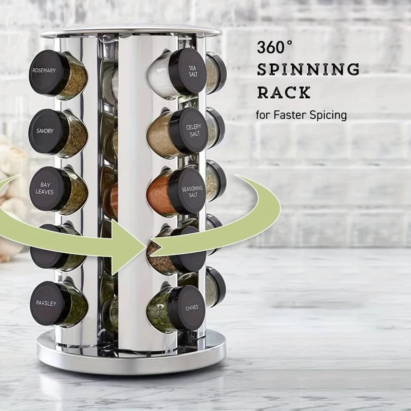 20 Spice Jar Revolving Countertop Spice Rack Organizer
