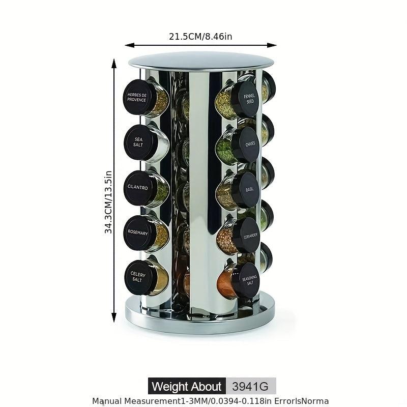 20 Spice Jar Revolving Countertop Spice Rack Organizer