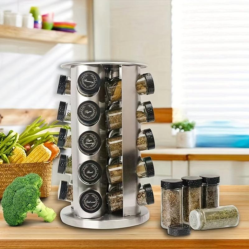 20 Spice Jar Revolving Countertop Spice Rack Organizer
