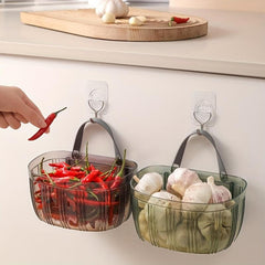 Clear Hanging Storage Basket for Kitchen Garlic and Ginger Storage