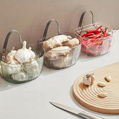 Clear Hanging Storage Basket for Kitchen Garlic and Ginger Storage