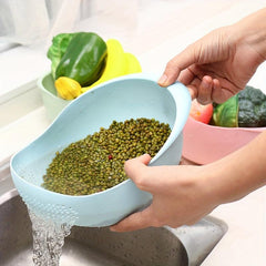 Colorful Thickened Kitchen Rice Washing Device - Plastic Draining Basket
