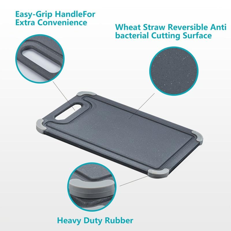3 Pack Antibacterial Non Slip Cutting Board Set