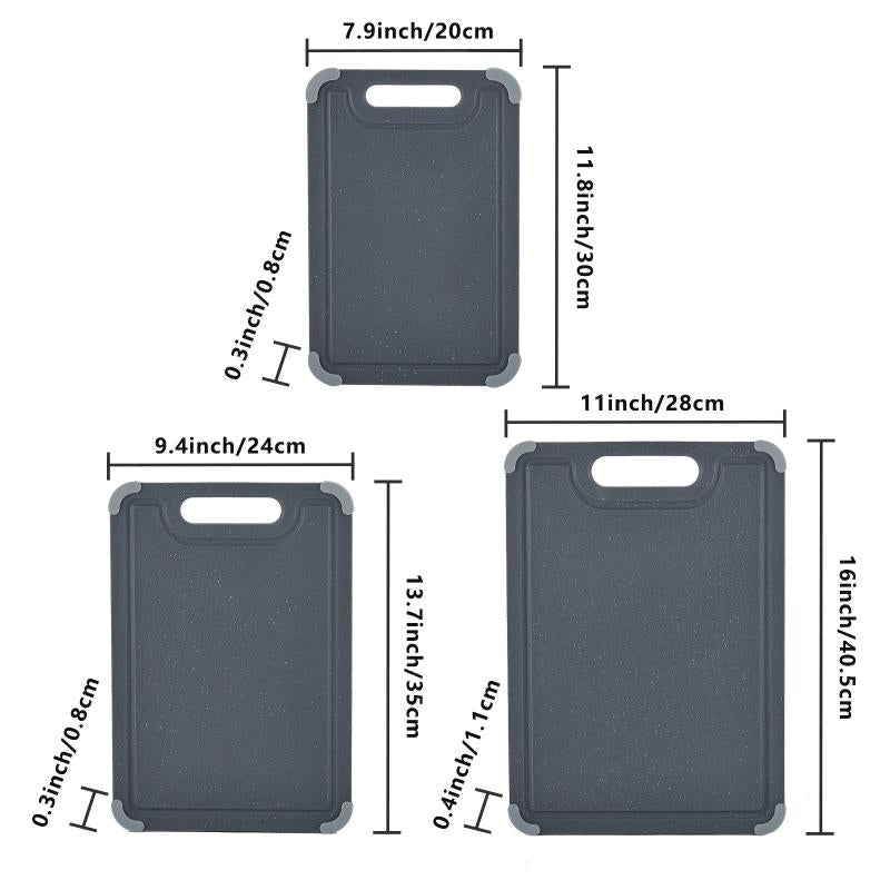 3 Pack Antibacterial Non Slip Cutting Board Set