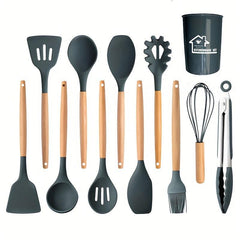 12pcs Silicone Kitchen Utensil Set with Barrel