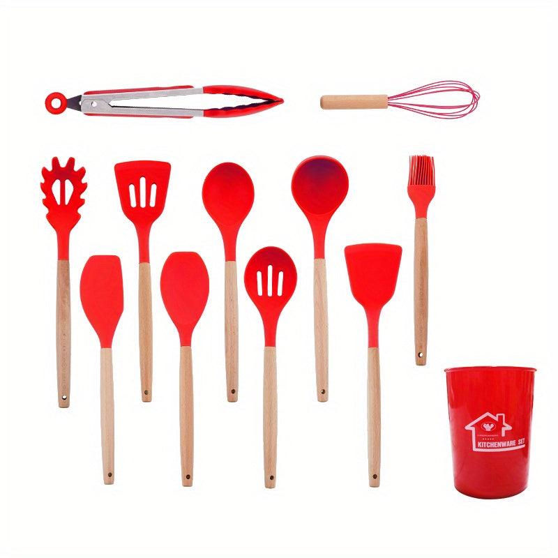 12pcs Silicone Kitchen Utensil Set with Barrel