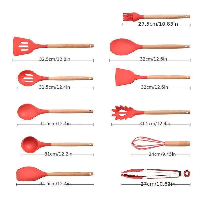 12pcs Silicone Kitchen Utensil Set with Barrel