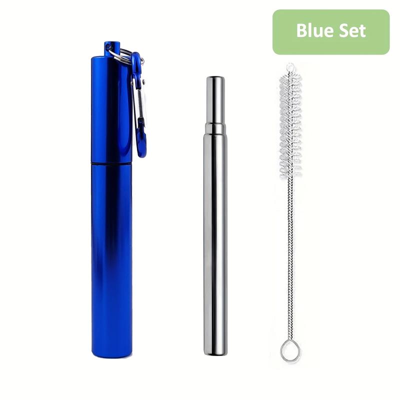 Portable Metal Straw 304 Stainless Steel Drinking Travel Telescopic Straw