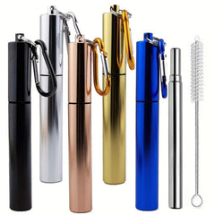 Portable Metal Straw 304 Stainless Steel Drinking Travel Telescopic Straw
