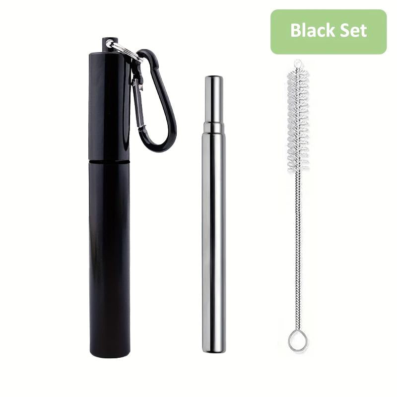 Portable Metal Straw 304 Stainless Steel Drinking Travel Telescopic Straw