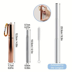 Portable Metal Straw 304 Stainless Steel Drinking Travel Telescopic Straw