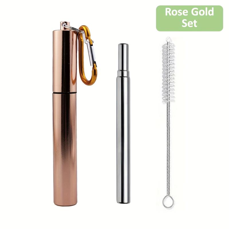Portable Metal Straw 304 Stainless Steel Drinking Travel Telescopic Straw