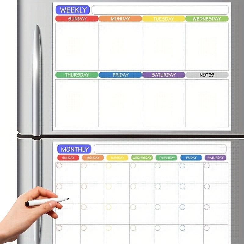Dry Erase Fridge Magnetic Calendar Board - Refrigerator Magnetic Calendar