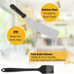 Stainless Steel Griddle Accessories Kit for Camping & BBQ